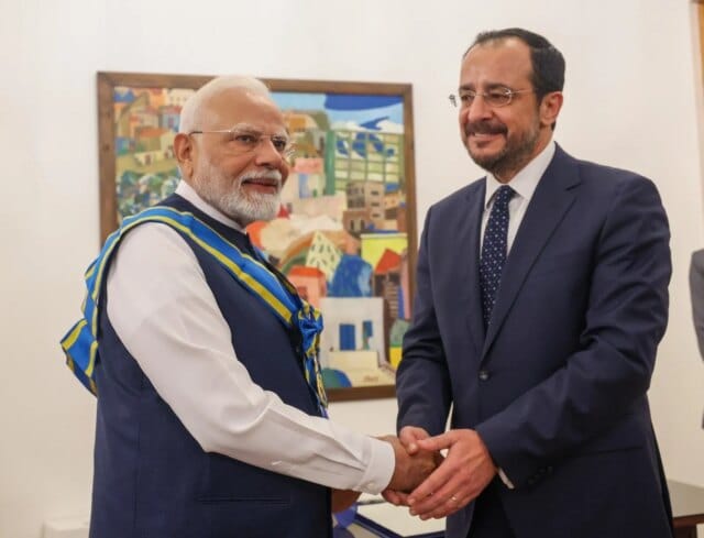 PM Modi awarded highest civilian honour of Cyprus PM Modi awarded highest civilian honour of Cyprus