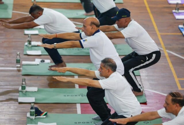 Defence Minister Rajnath Singh urges soldiers to continue practising yoga to be battle-ready