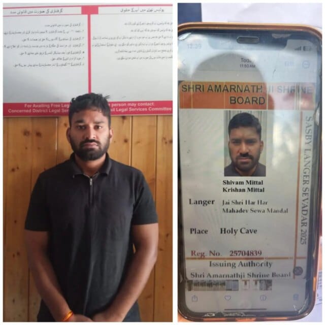 Man with fake yatra card apprehended in Baltal, Ganderbal