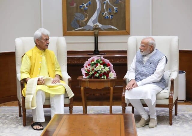 LG Manoj Sinha calls on PM Modi in Delhi
