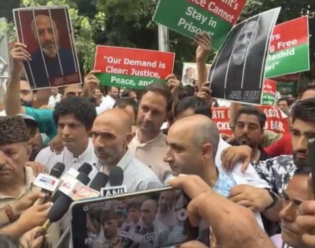 AIP holds protest in Delhi to demand release of jailed MP Er Rashid