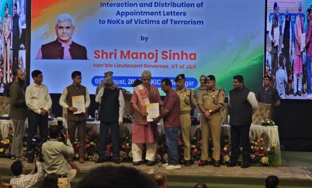 LG Sinha hands over 250 job letters to family members of terror victims