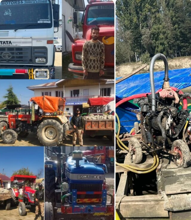 7 vehicles, mechanized motor boat involved in illegal extraction of 7 vehicles, mechanized motor boat involved in illegal extraction of minerals seized: Police
