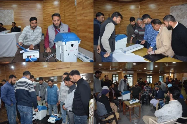 Mock drill on EVMs conducted for POs ahead of by-elections Mock drill on EVMs conducted for POs ahead of by-elections in Budgam